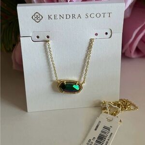 NWT Kendra Scott Elisa Necklace in Gold Iridescent Blue Goldstone
